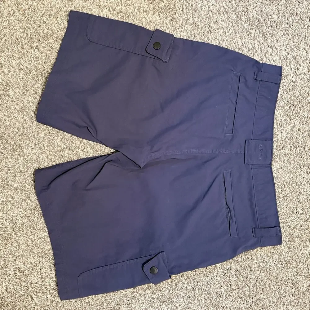Orvis Voyager Shorts Mens 32 Navy Blue Cargo Zip Pocket Travel Outdoor